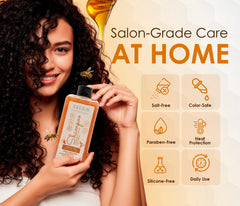 TAYJOS PROFESSIONAL Banana & Honey label close-up highlights natural conditioning ingredients.