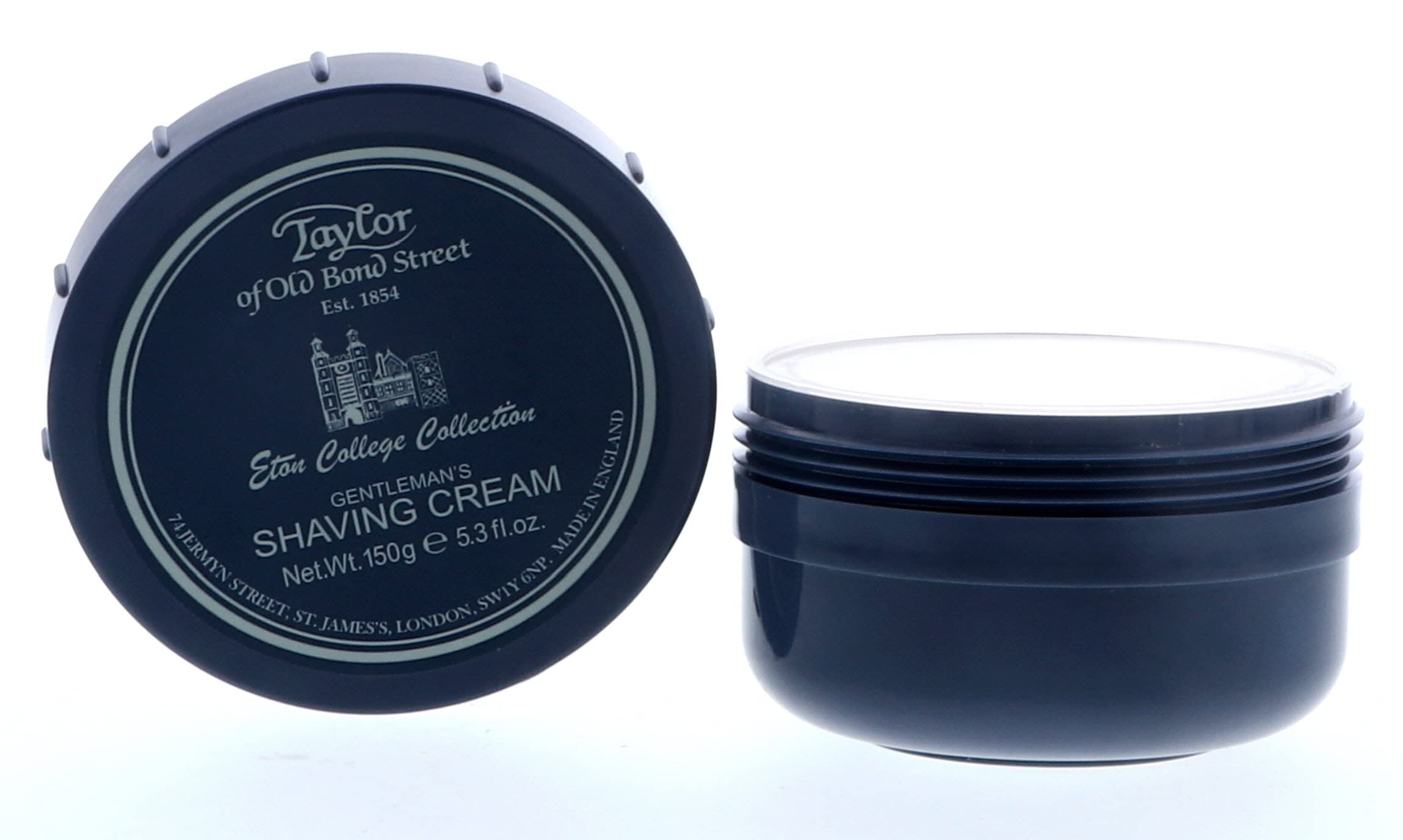 Taylor of Old Bond Street Eton College shaving cream jar 150g, front view, for a rich lather