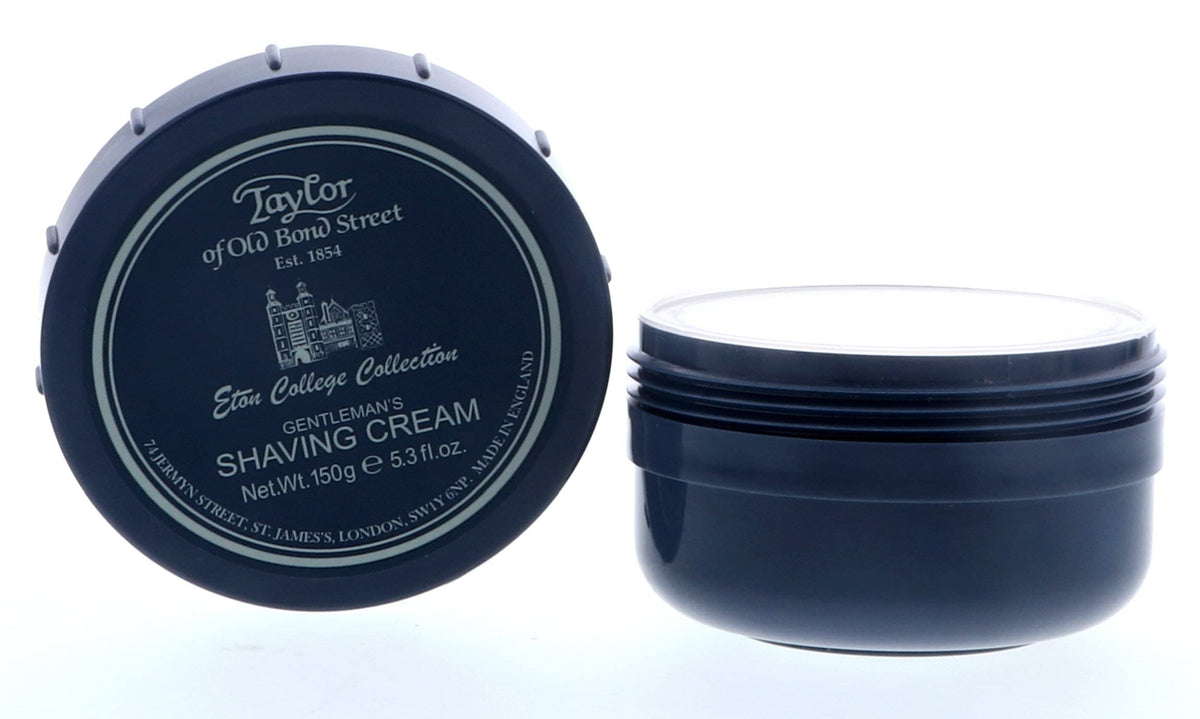 Taylor of Old Bond Street Eton College shaving cream jar 150g, front view, for a rich lather