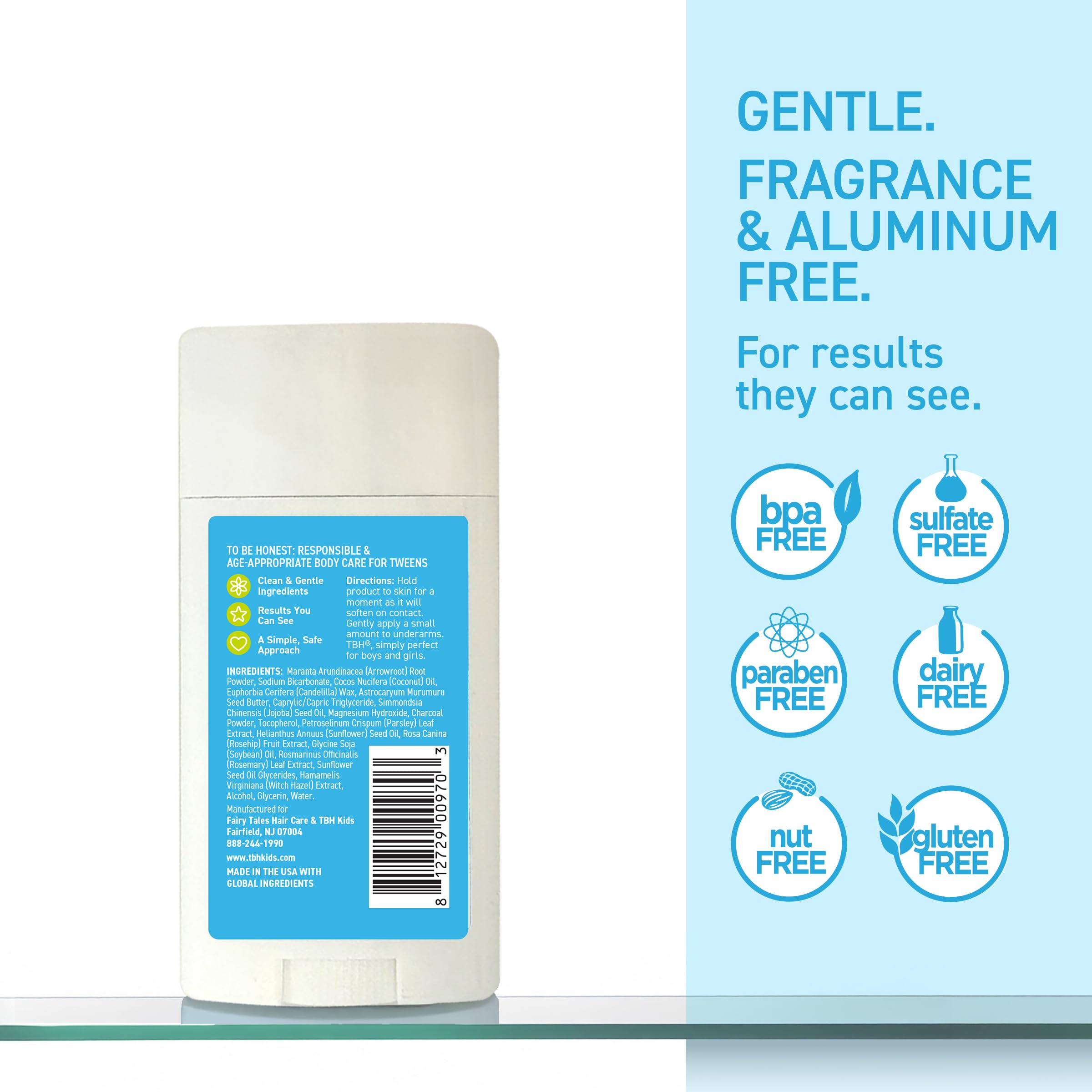 TBH Kids Deodorant coconut oil adds gentle odor neutralization and hydration.