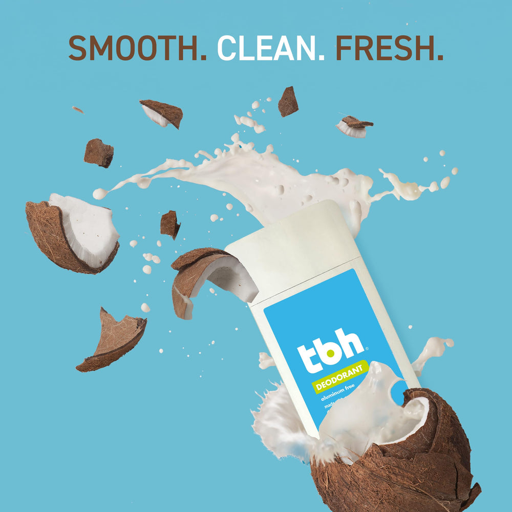 TBH Kids Deodorant packaging emphasizes safe, aluminum-free care for sensitive skin.