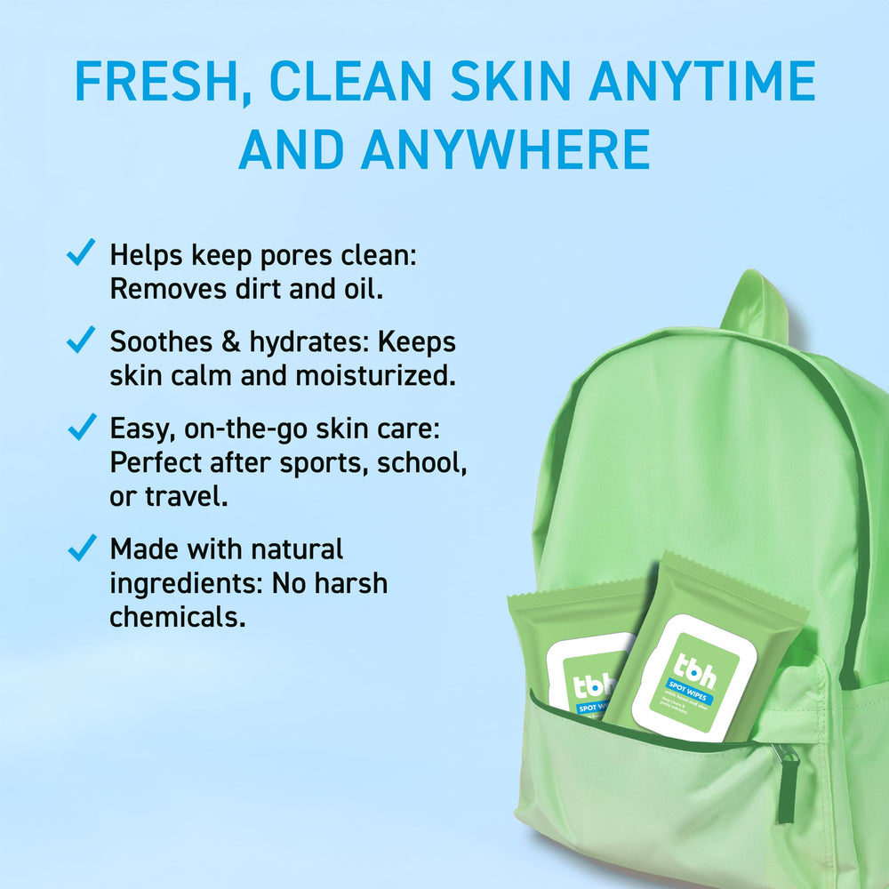 TBH Kids Spot Face Wipes soft texture ideal for sensitive or combination skin.