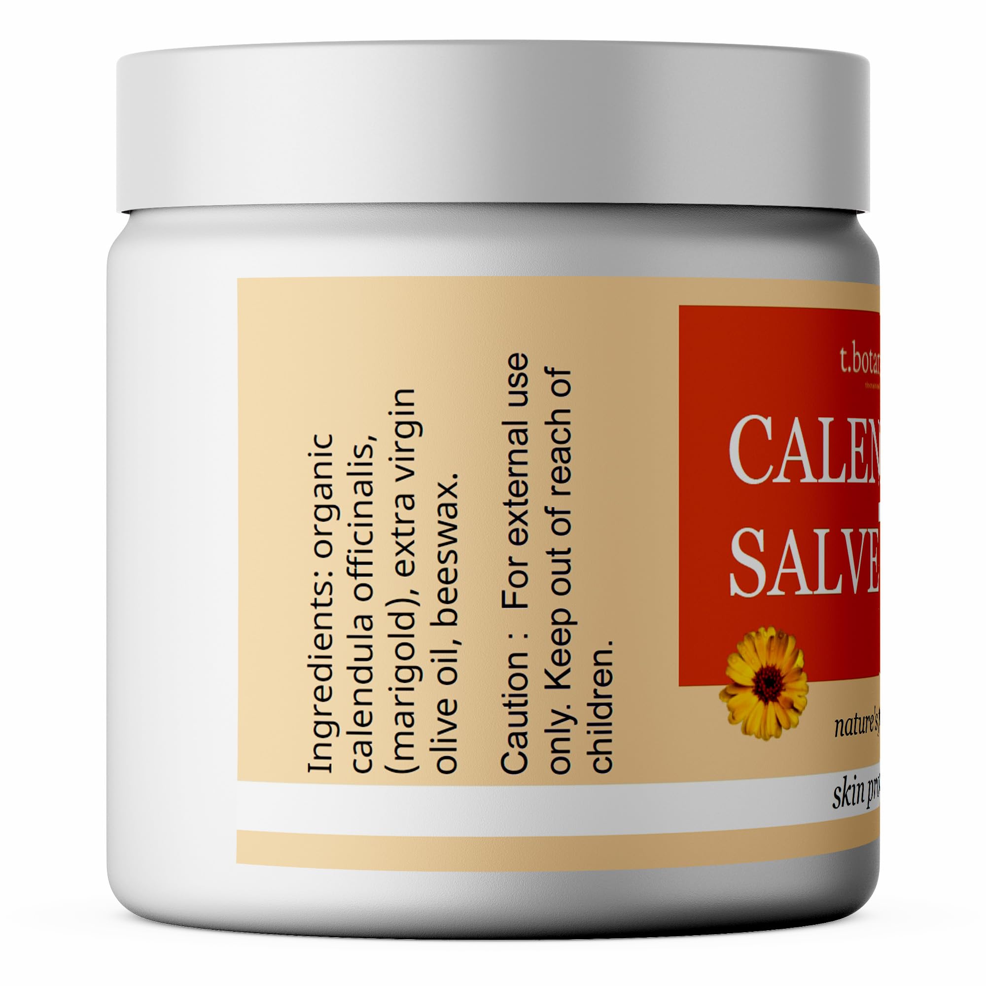t.botanicals Calendula Salve label-closeup highlights product name and ingredients