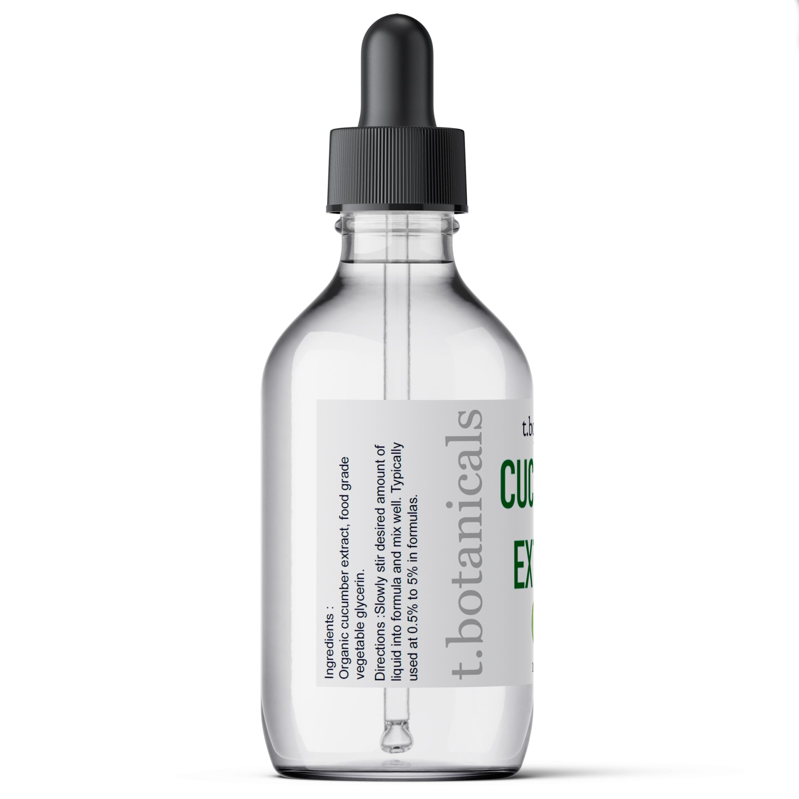 tbotanicals cucumber extract glycerite amber bottle suggests premium cosmetic ingredient.