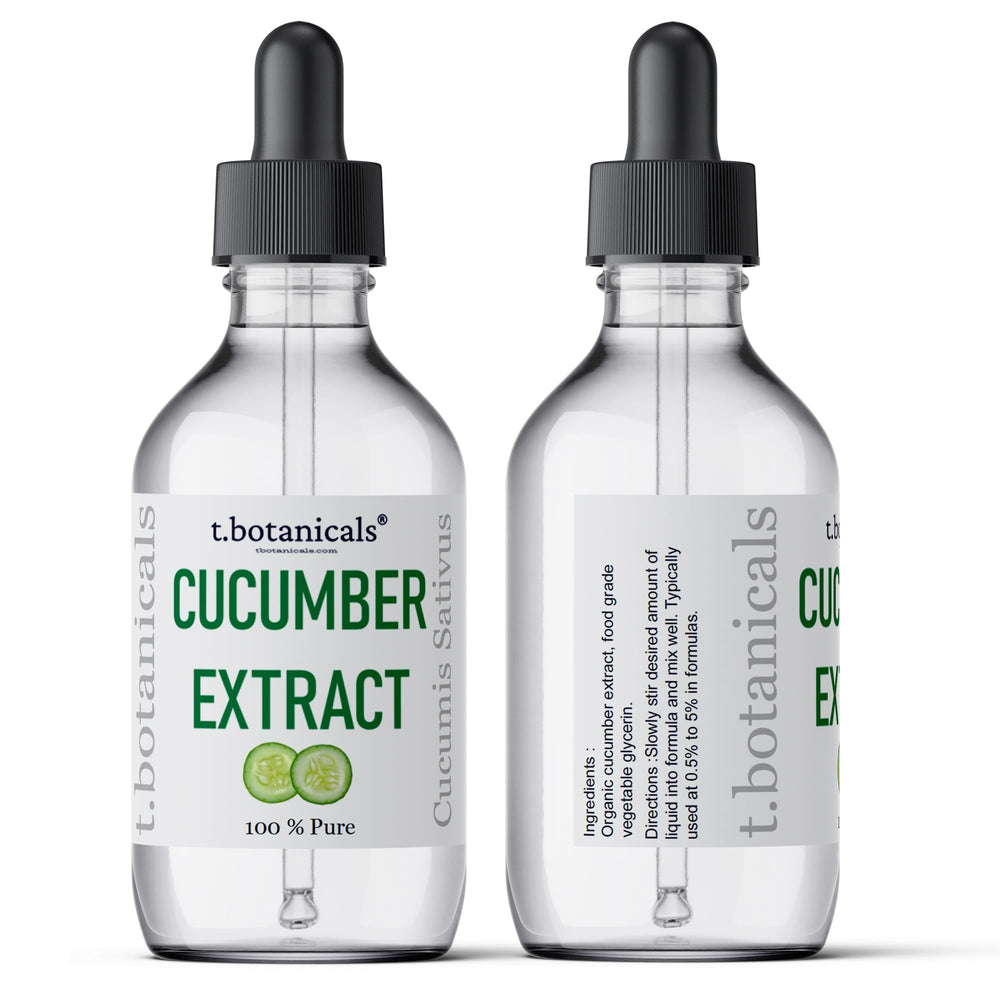 tbotanicals cucumber extract glycerite close-up highlights clarity and base compatibility.
