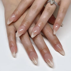 TBRZTR 24Pcs nude gradient French-tip press-on nails with salon gloss finish