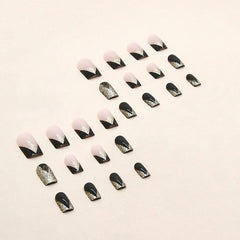 TBRZTR gradient gold glitter design nails add festive sparkle to any look.
