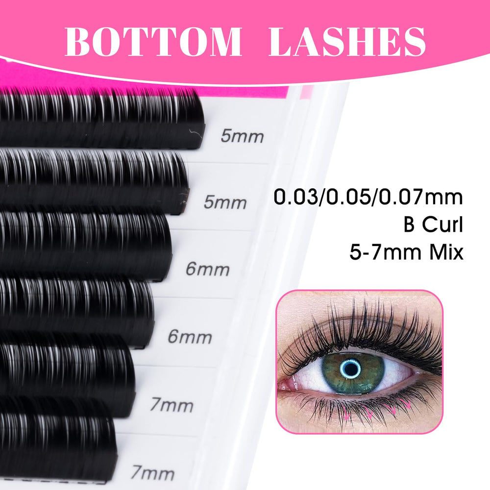 TDANCE bottom lash extension 0-03-B 5-7mm lightweight and natural for comfortable wear.