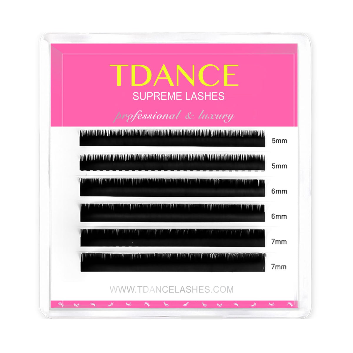TDANCE bottom lash extension 0-07-B 5-7mm adds balanced volume for a dramatic lower lash line.