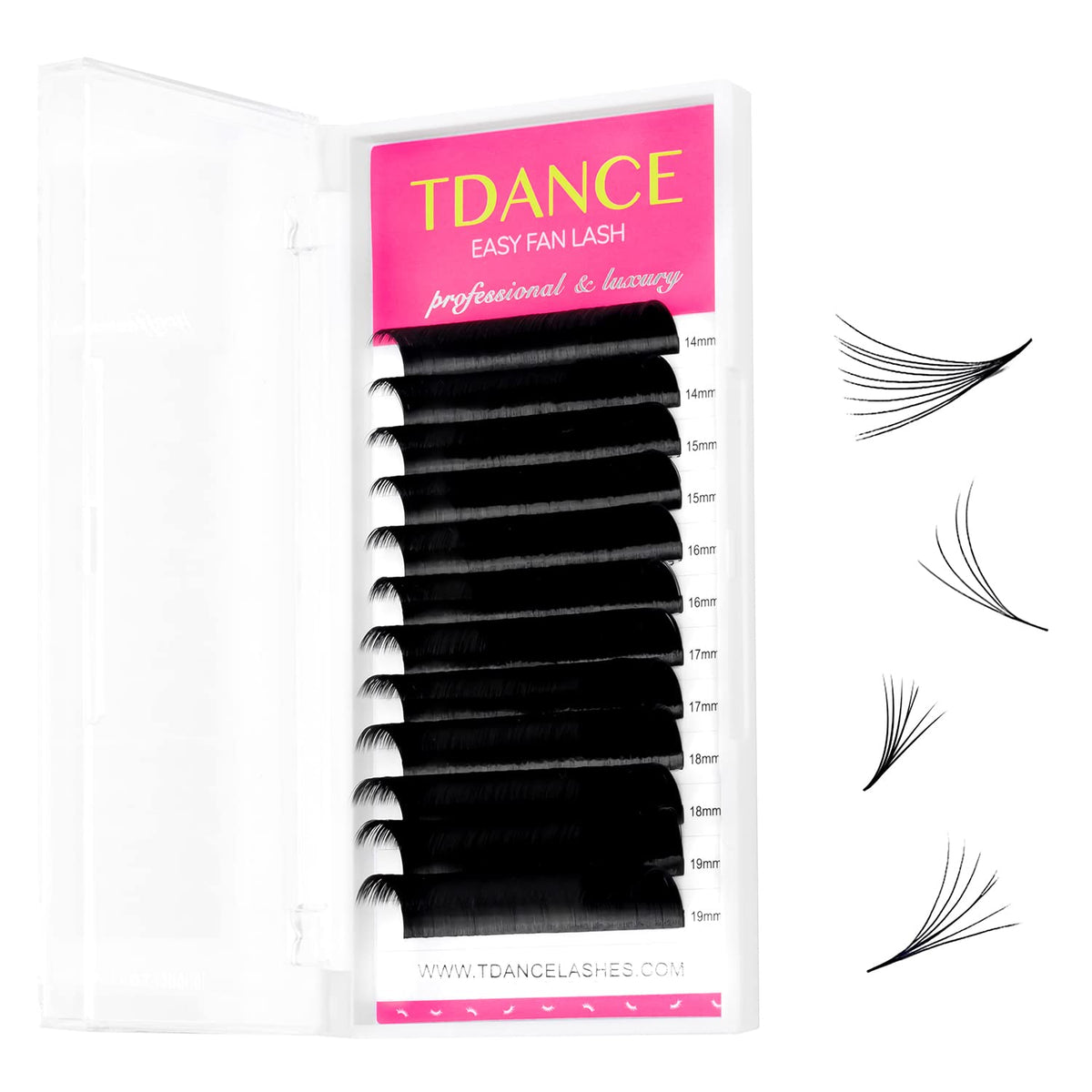 TDANCE Easy Fan Lash Extensions pack with premade fans for faster, consistent sets.
