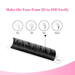 TDANCE Easy Fan Lashes in mixed lengths for tailored extensions from 8 to 25 mm.