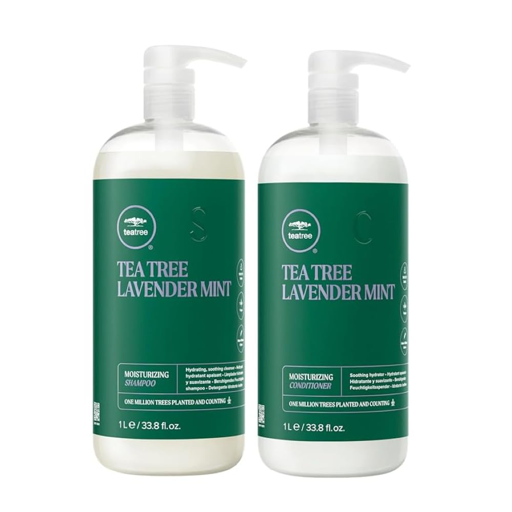 Tea Tree Lavender Mint Shampoo bottle for soothing, hydrating cleanse of dry hair.