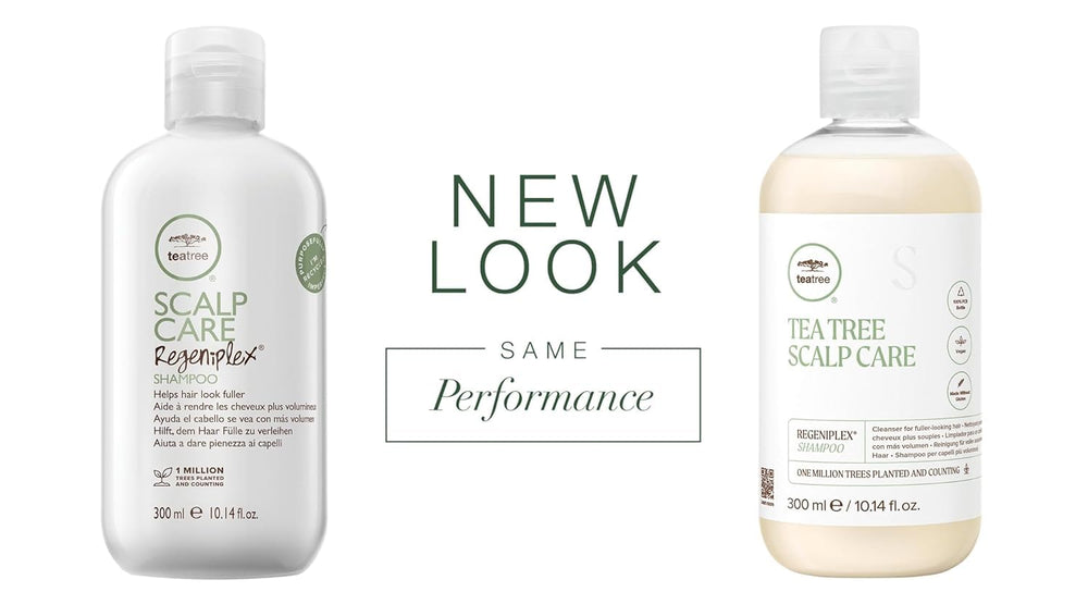Tea Tree Scalp Care Conditioner bottle strengthens and volumizes fine hair.