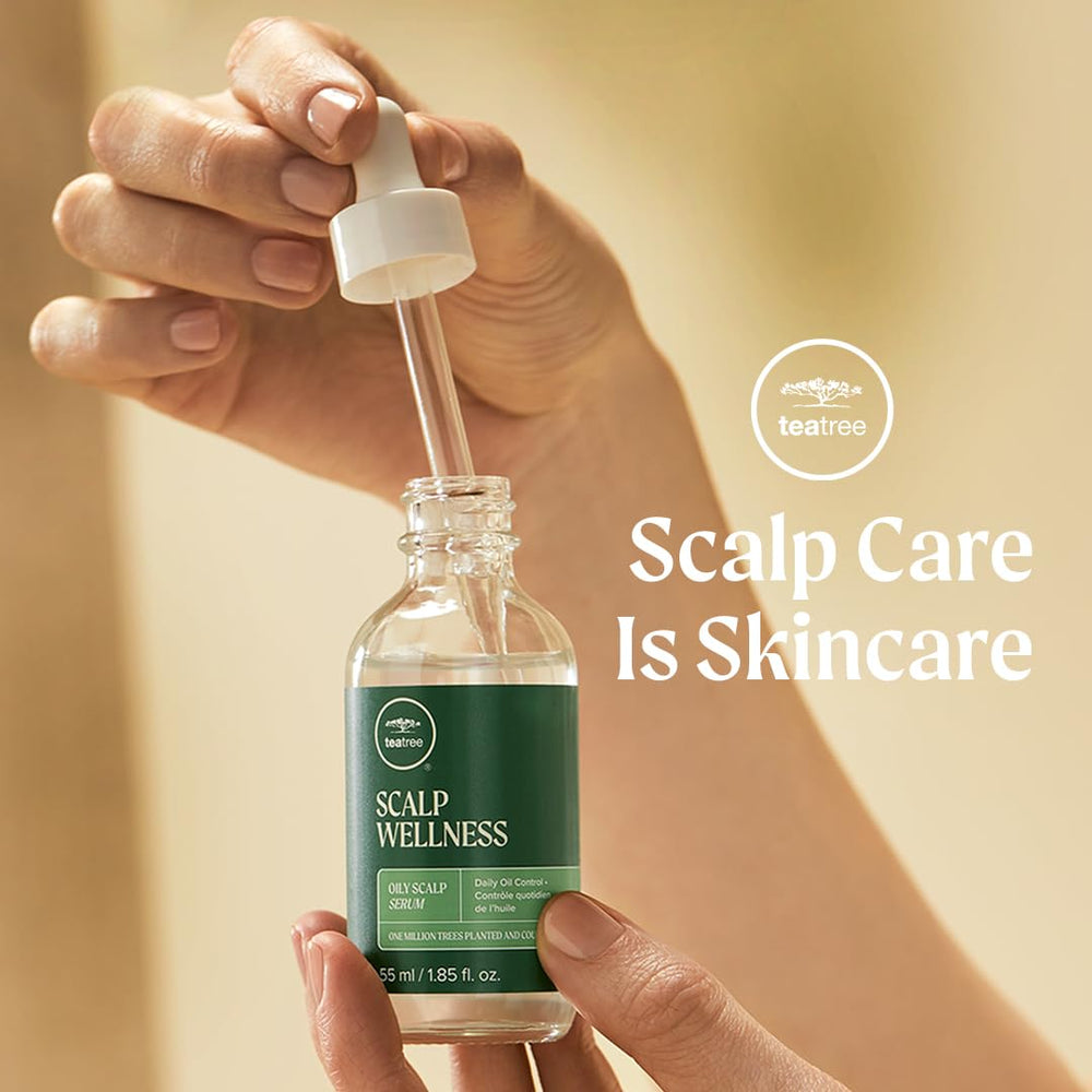 Tea Tree Scalp Wellness Serum absorption closeup with residue-free finish.