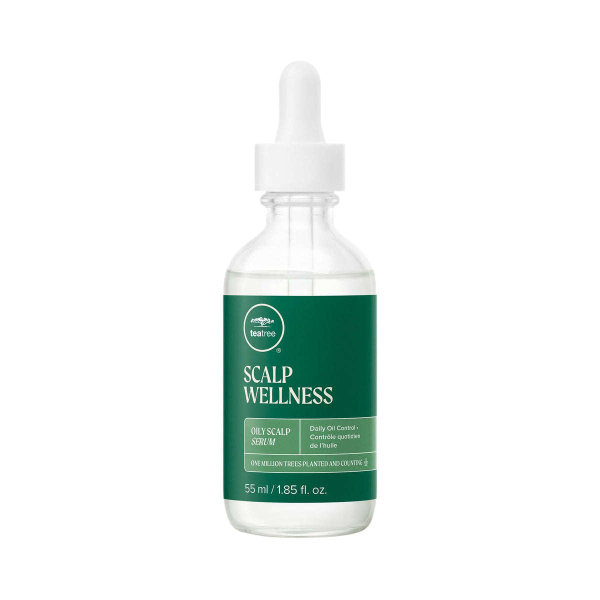 Tea Tree Scalp Wellness Serum bottle pour for oil control on scalp.