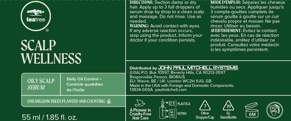 Tea Tree Scalp Wellness Serum used daily in routine for scalp balance.