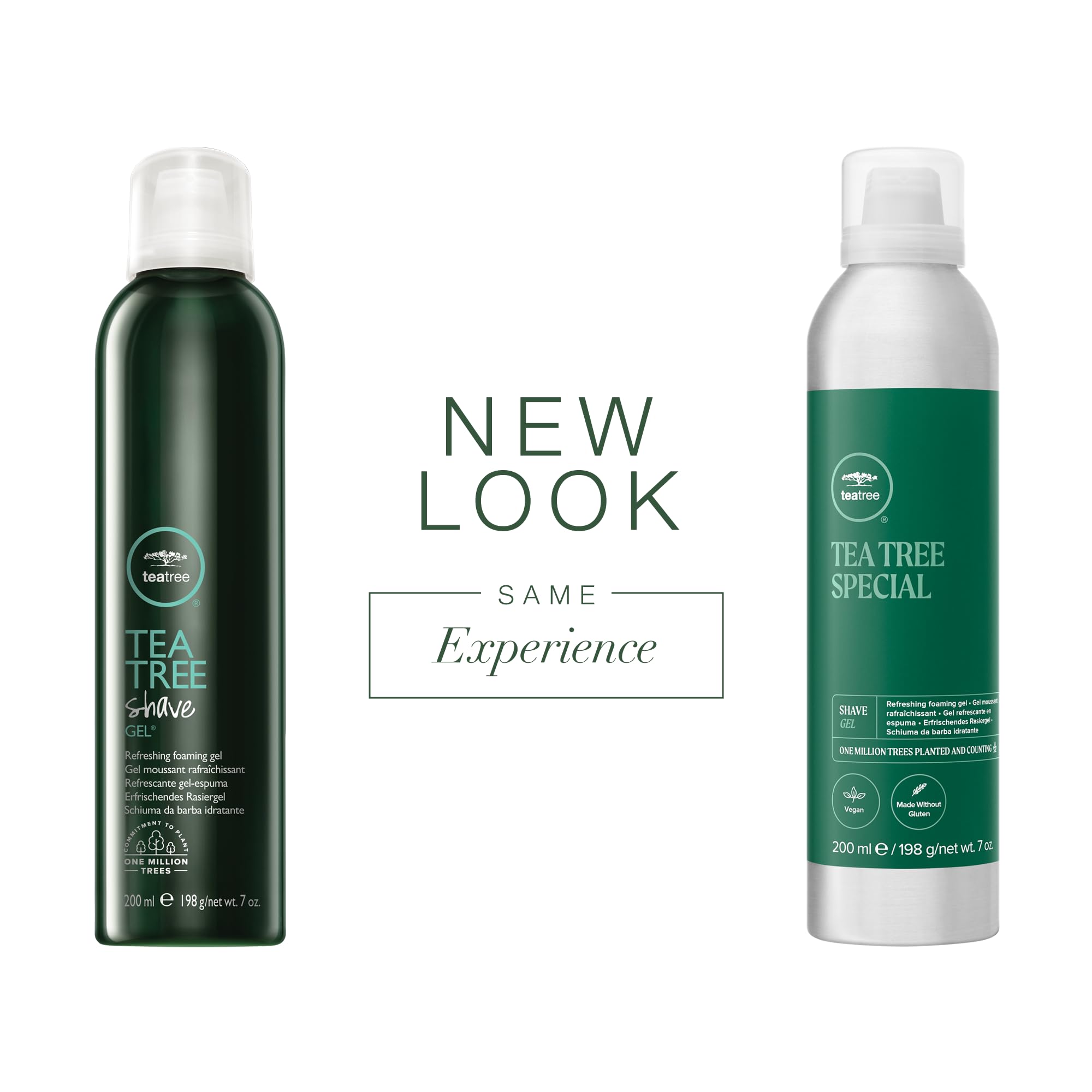 Tea Tree Shave Gel bottle shows convenient dispensing for easy grooming