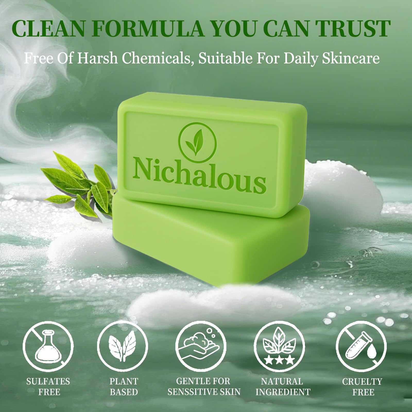Tea Tree Soap packaging showcases sustainable, plant-based cleansing solution.