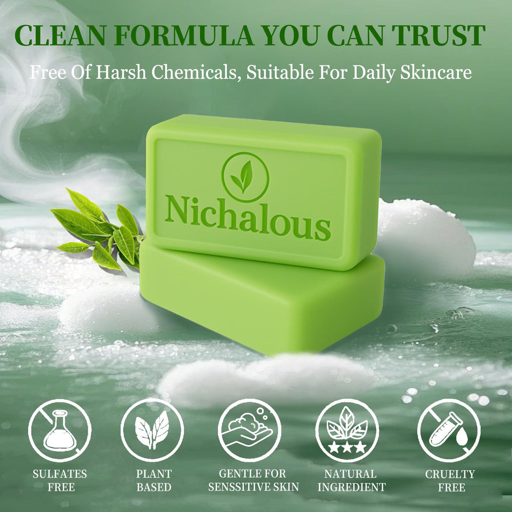 Tea Tree Soap packaging showcases sustainable, plant-based cleansing solution.