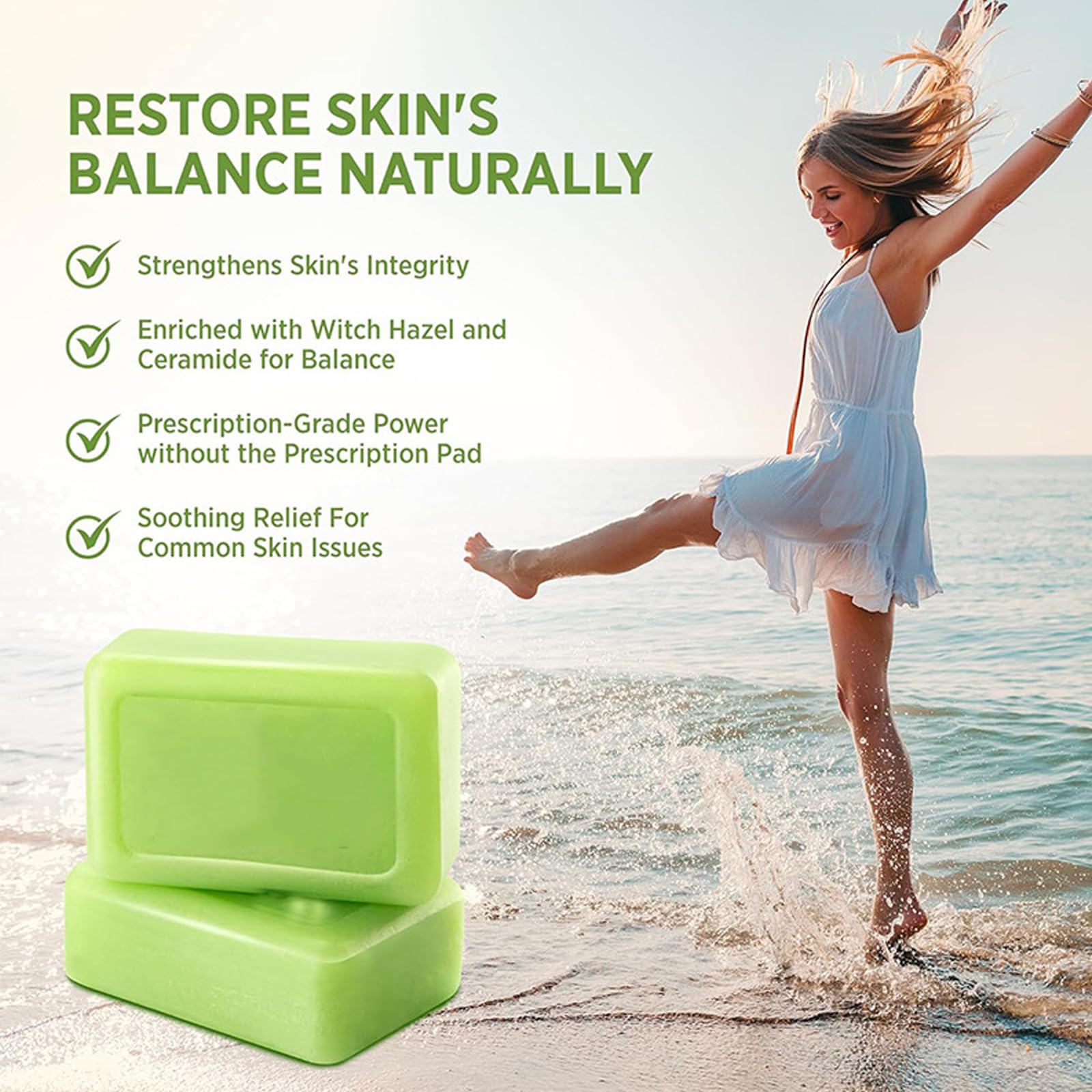 Tea Tree Soap relief bar lather on skin highlights balanced moisture and fresh scent.