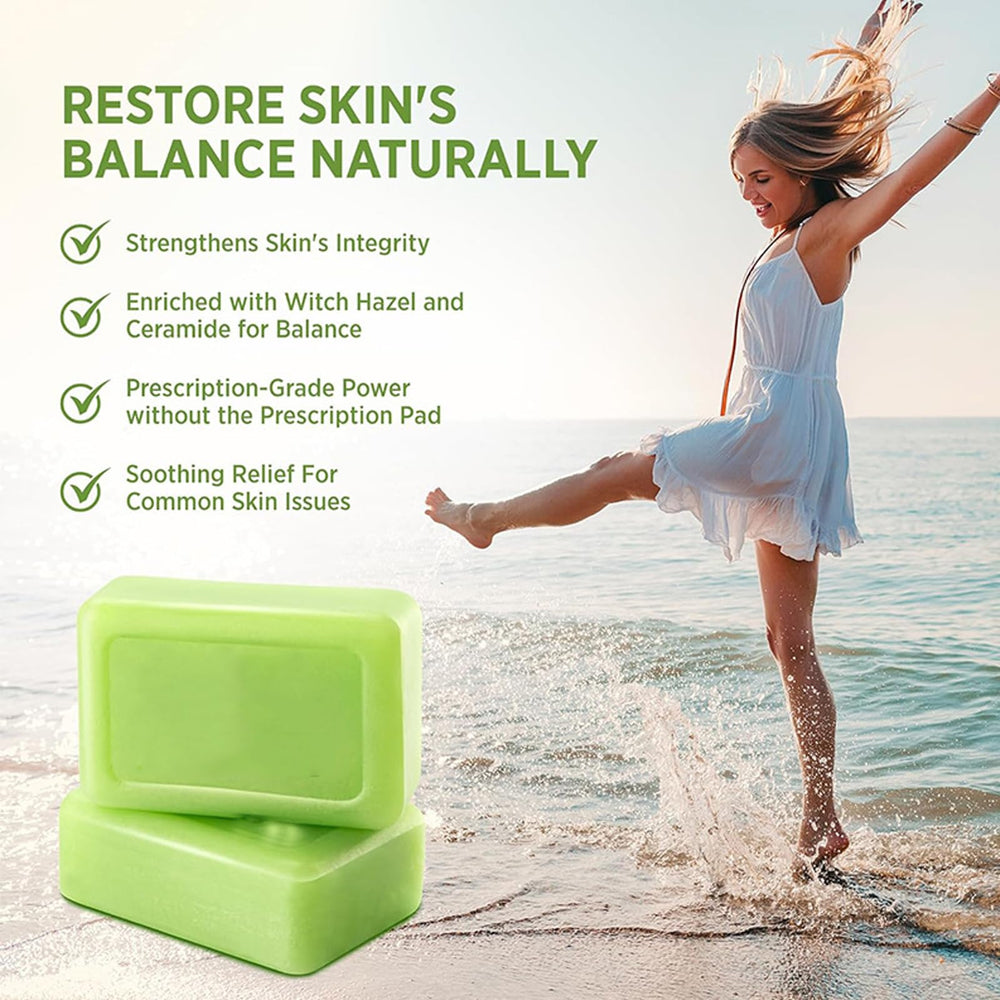 Tea Tree Soap relief bar lather on skin highlights balanced moisture and fresh scent.