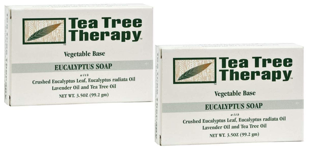 Tea Tree Therapy eucalyptus bar soap 2-pack front view promotes clean, refreshed skin
