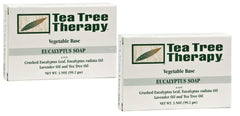 Tea Tree Therapy eucalyptus bar soap 2-pack front view promotes clean, refreshed skin