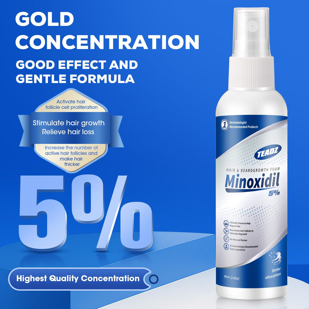 TEADZ Minoxidil 5% spray on scalp supports daily hair health and potential growth