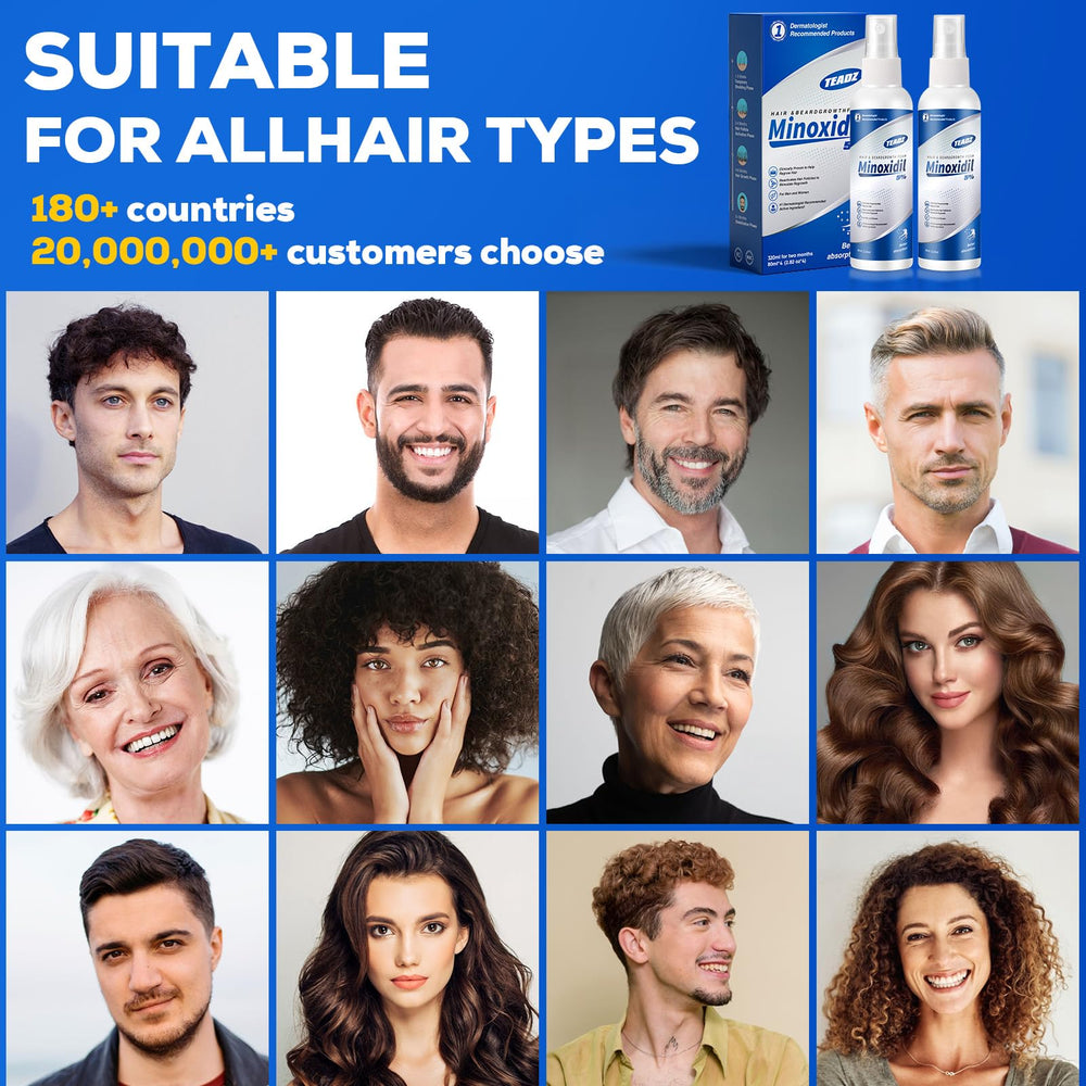 TEADZ Minoxidil dual-pack packaging showing two bottles