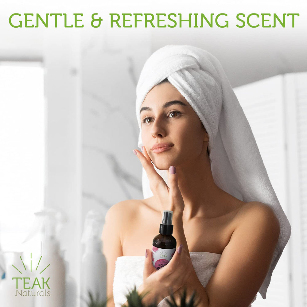 Teak Naturals Rose Water Toner supports a spa like routine