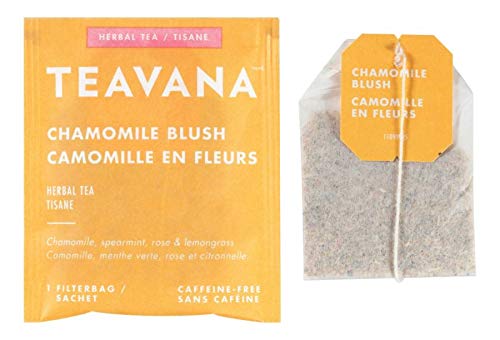 Teavana Chamomile Blush steeped cup highlights soft floral notes.