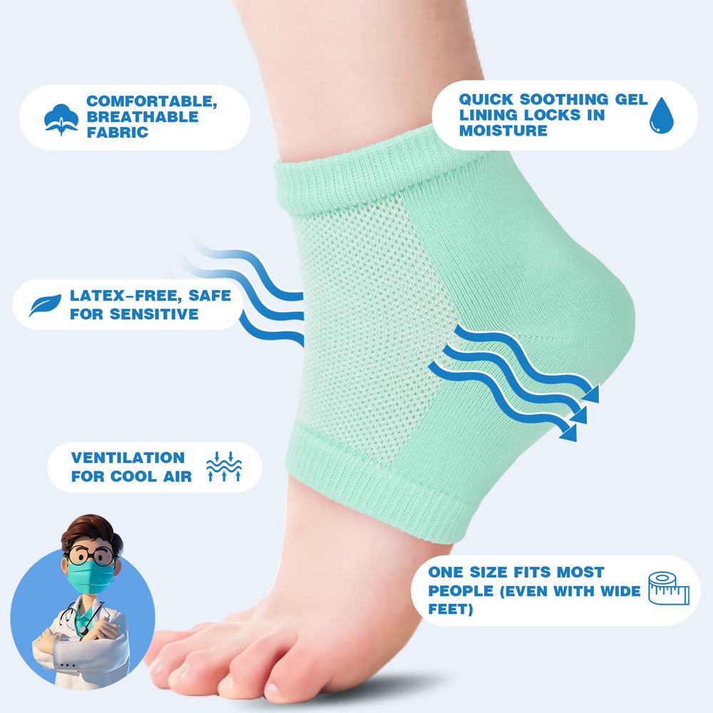 TEAWOO moisturizing heel socks pink keeps feet moisturized when wearing open footwear.