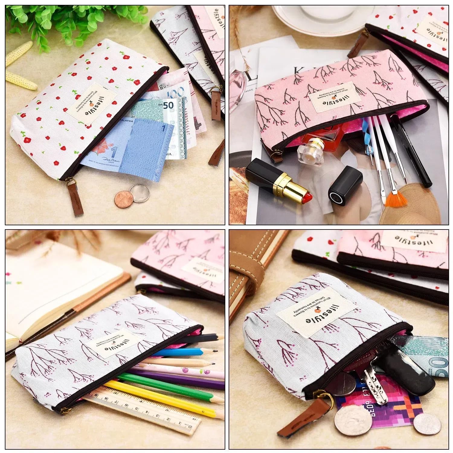 TecUnite large pencil case open reveals roomy 18 cm interior.