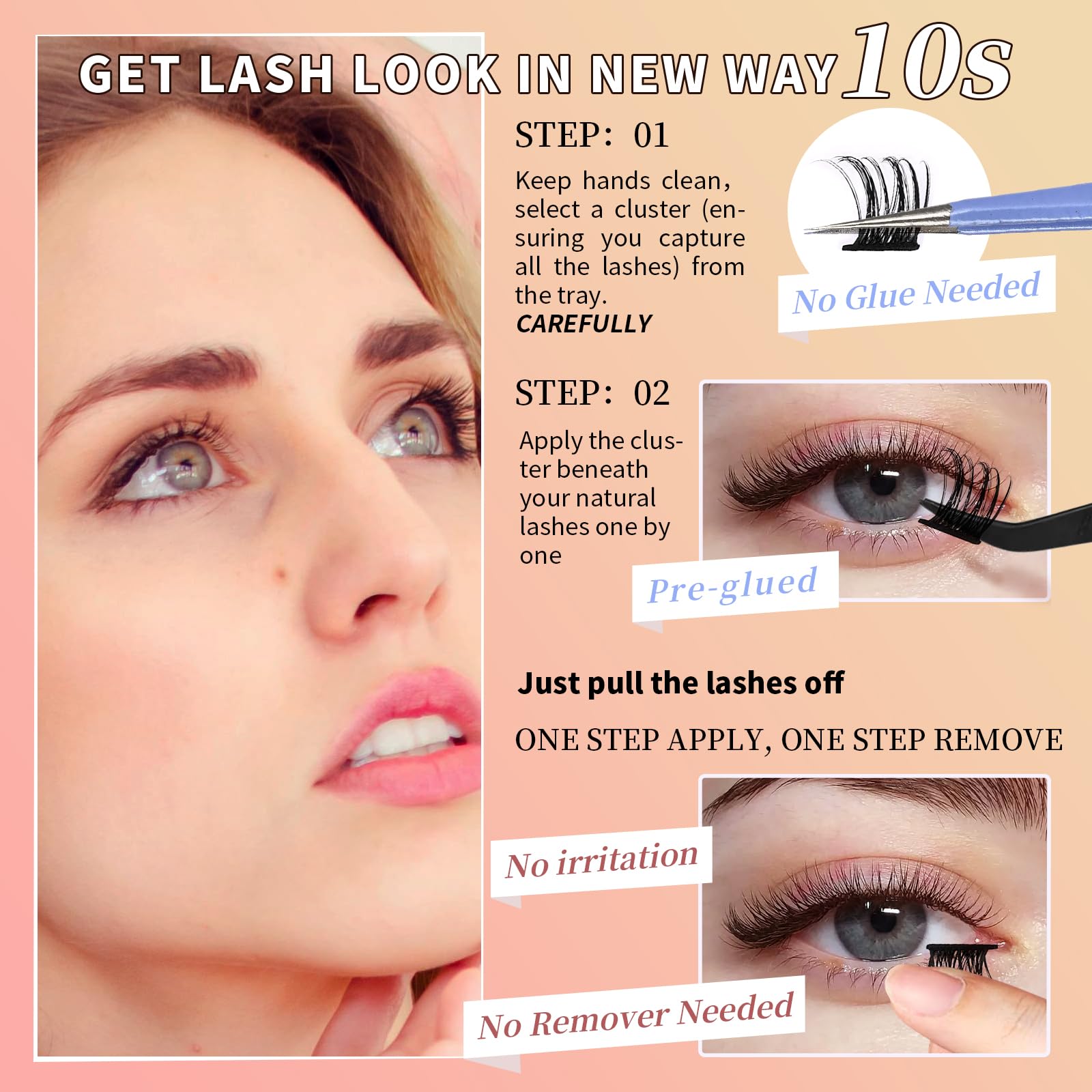 Tecxin Mix 10-12mm lash clusters offering versatile looks