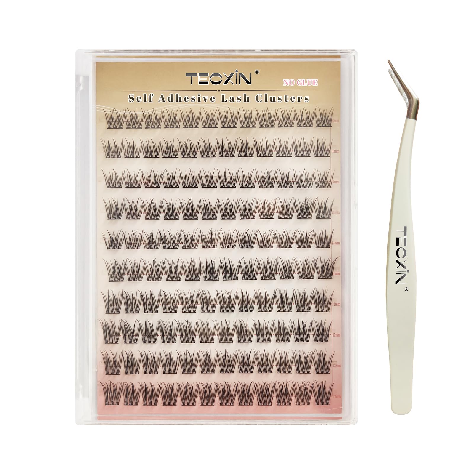 Tecxin Mix natural lash clusters kit application close-up, easy press-on style