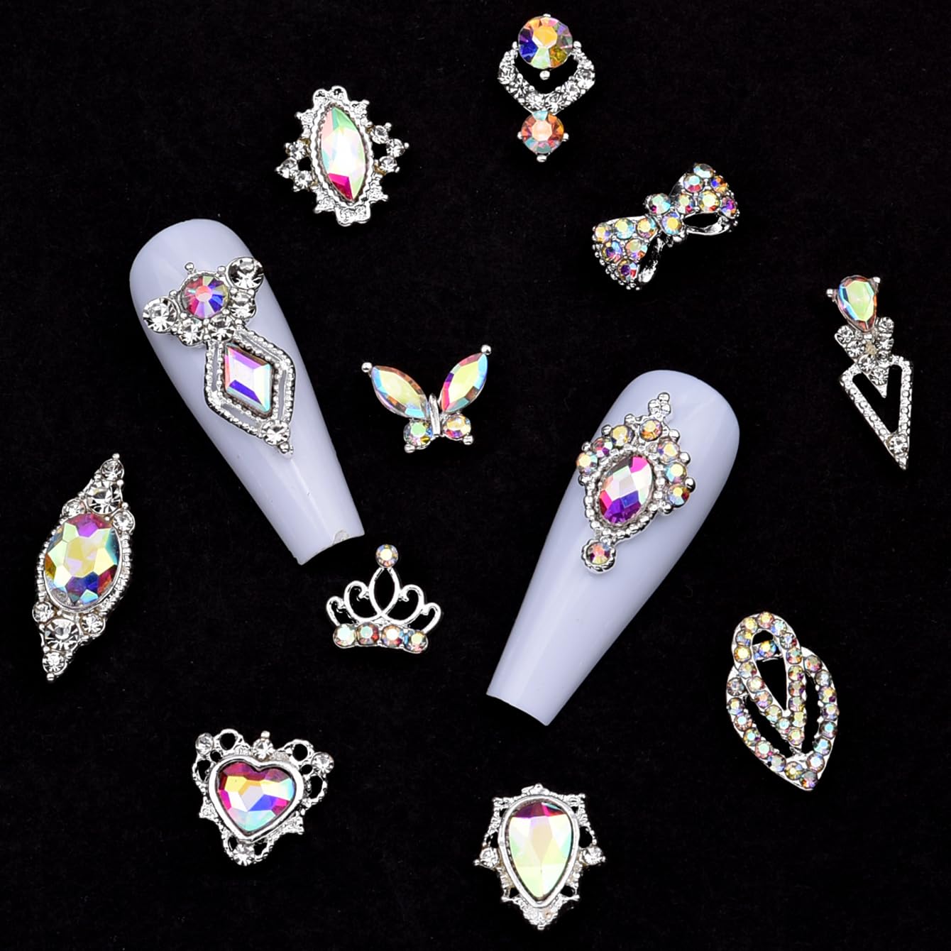 TEEKME heart-design rhinestones add romantic shine to nails and crafts