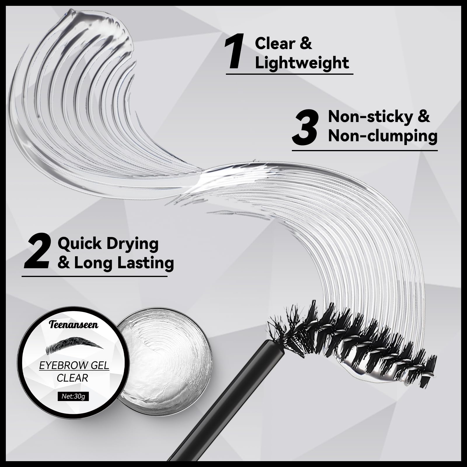 Teenanseen Eyebrow Gel brushes double pack for precise, mess-free application.