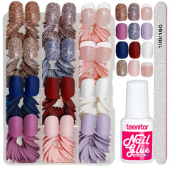 Teenitor 288-piece nail set in varied colors for versatile DIY looks.