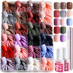 Teenitor 576Pcs short square press-on nails kit for secure at-home manicure.