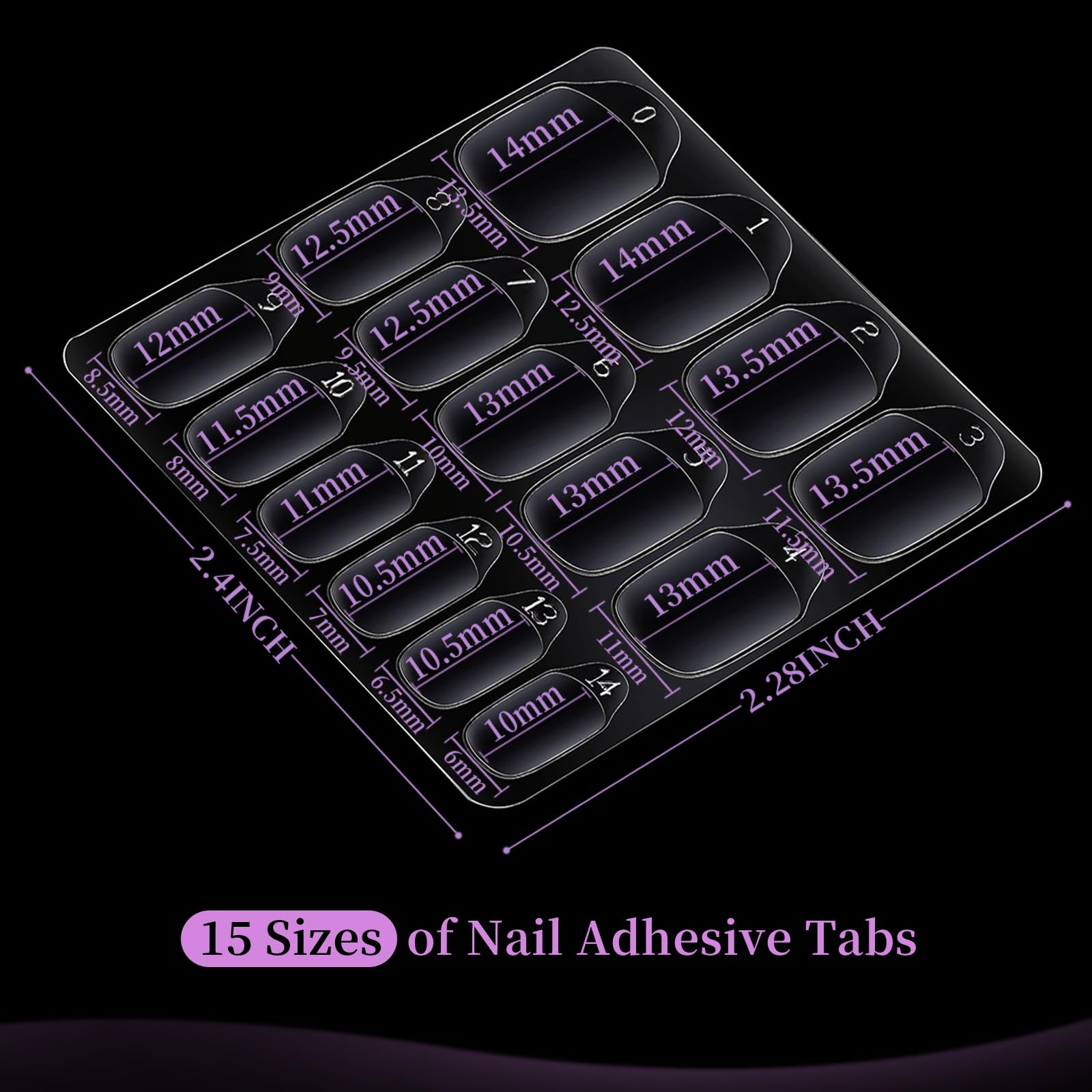 Teenitor 15 sizes sheet display demonstrates versatile fit for most nail shapes