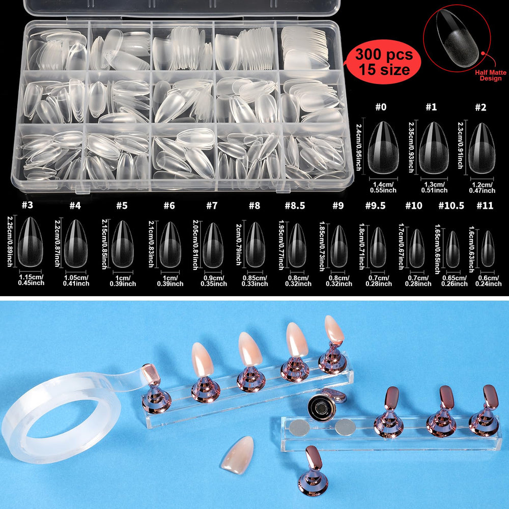 Teenitor almond nail tips with matte finish for durable, natural-looking extensions.