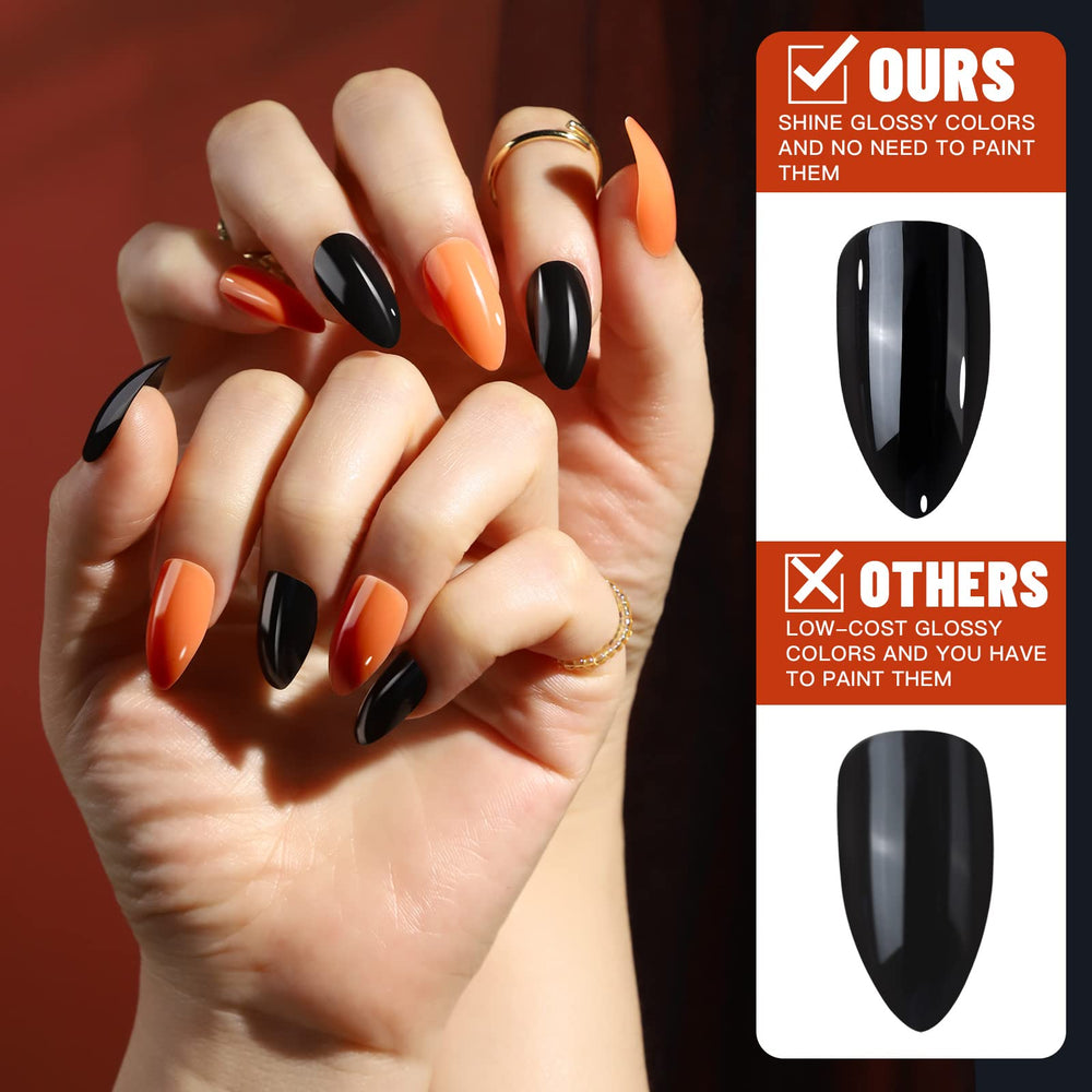 Teenitor almond press-on nails with glossy finish look polished without painting