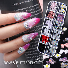 Teenitor bow and butterfly charms create delicate 3D nail accents