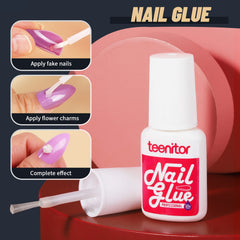 Teenitor brush-on nail glue dries fast and requires no UV light