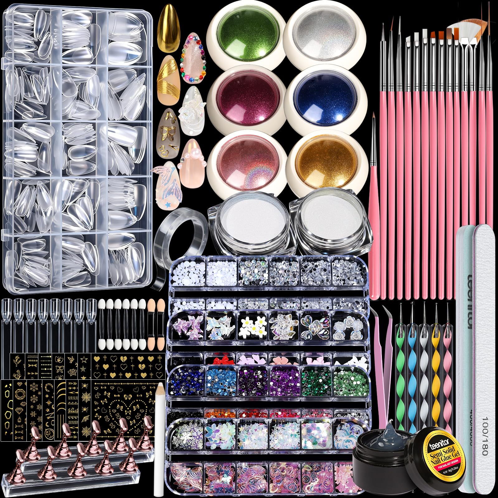 Teenitor chrome powder in mermaid finish for dazzling chrome nails.