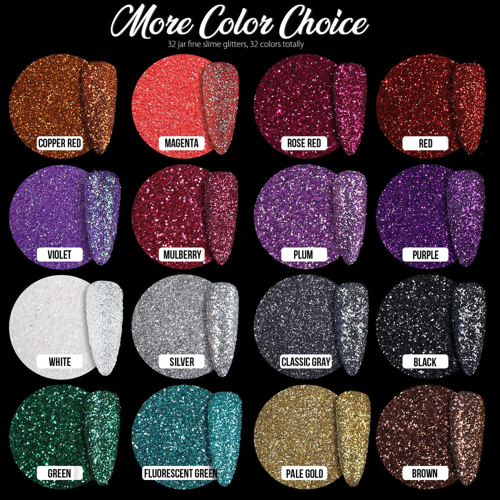 Teenitor glitter color palette close-up with iridescent shine.