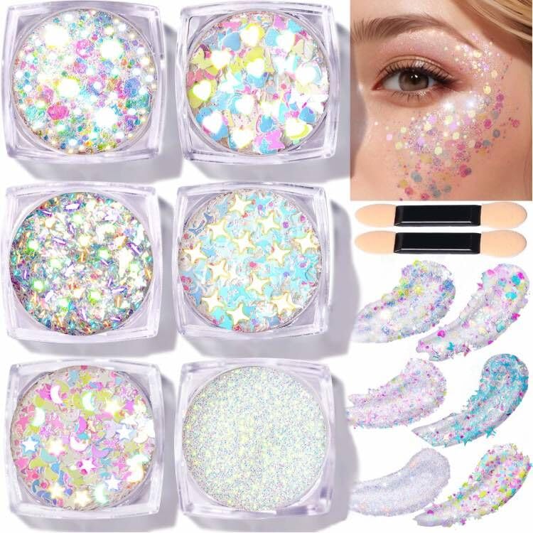 Teenitor clear white glitter gel bottle pour for easy festival makeup