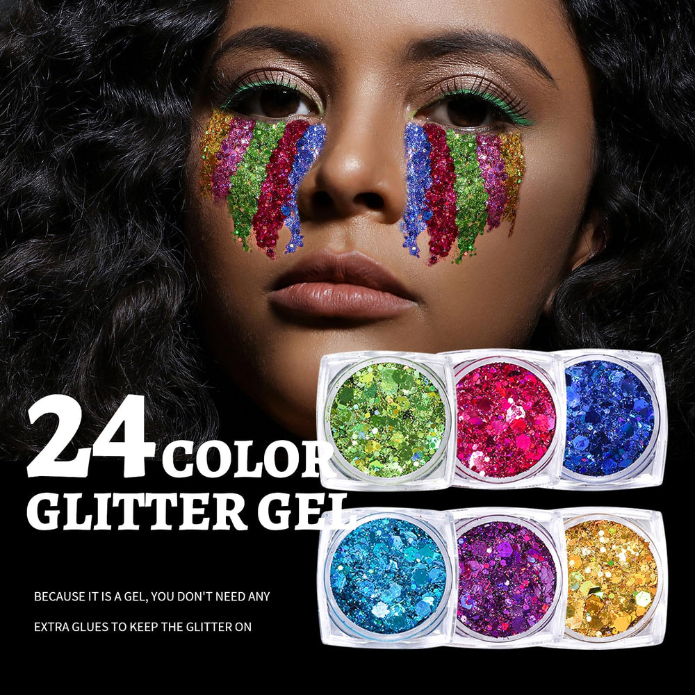 Teenitor glitter gel used in nail art for shimmering designs.