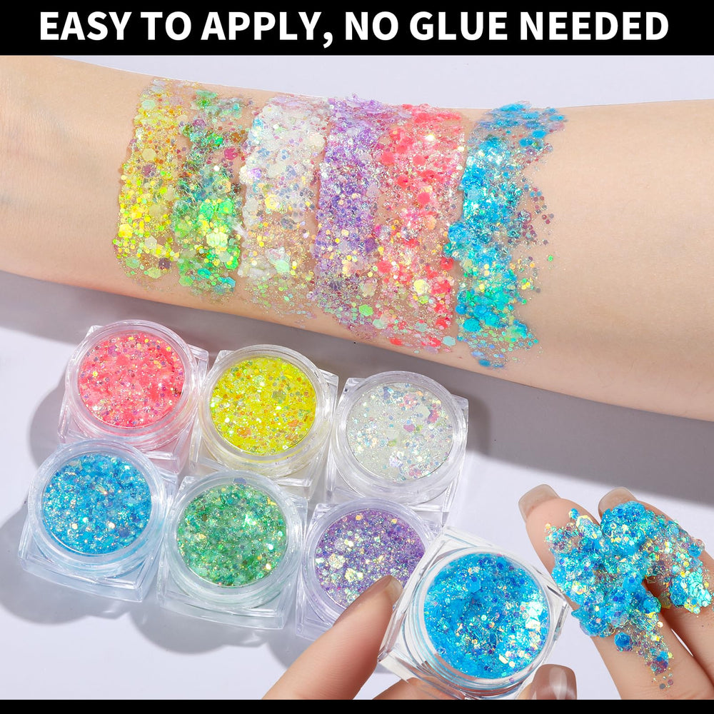 Teenitor glow in the dark glitter gel in a travel-friendly 5g jar.