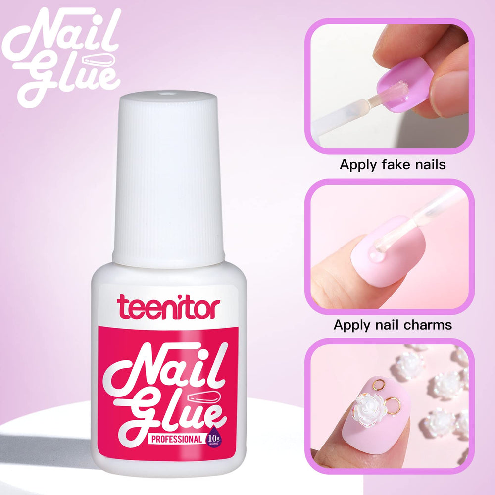 Teenitor 7g brush-on nail glue for secure adhesion and longer wear.